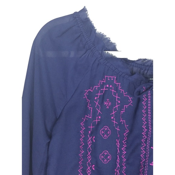 AEO Navy Peasant Blouse - size Small - Picture 2 of 8